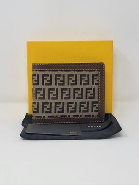 Fendi Zuchino Canvas Leather Bifold Wallet.